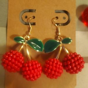 Vintage Style Earrings Cherry